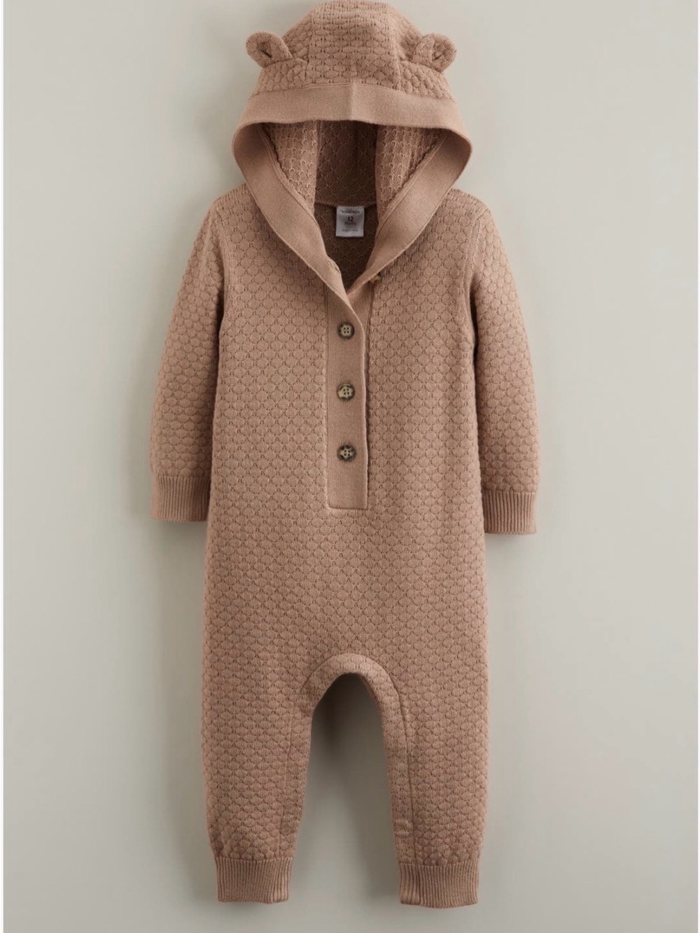 Nordstrom Baby Hooded Knit One-Piece in Dusty Rose
